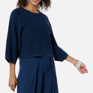 WynneLayers Women's Jersey Ottoman Popover Sweater - Navy - XL